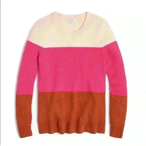 J. Crew Factory Sweaters - J. Crew Factory | Light Pink, Hot Pink and Rust Color Block/Striped Sweater